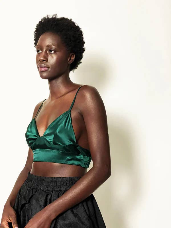Silent Silk Bralette in Moss Green for wholesale by Jasmine Chong