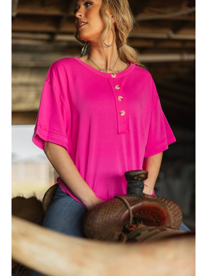 Andrée by Unit - Wholesale Tunic - Women's - Front Button Detail Terry Cloth Top