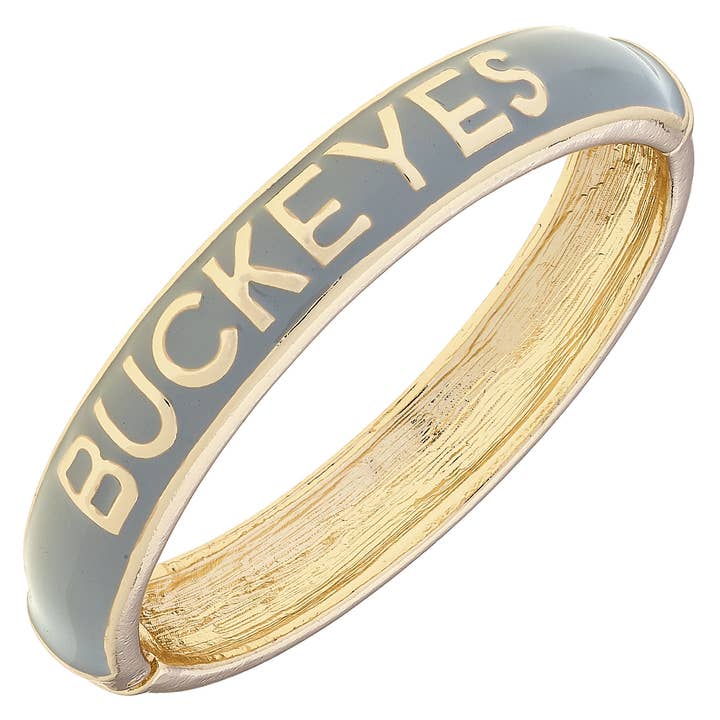 Ohio State Buckeyes Sculpted Enamel Hinge Bangle in Grey for wholesale by Canvas Style