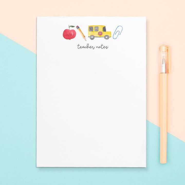 Bloc-notes aquarelle pour enseignant | 4,25" x 5,5" pour la vente par Paper and Clips Co.