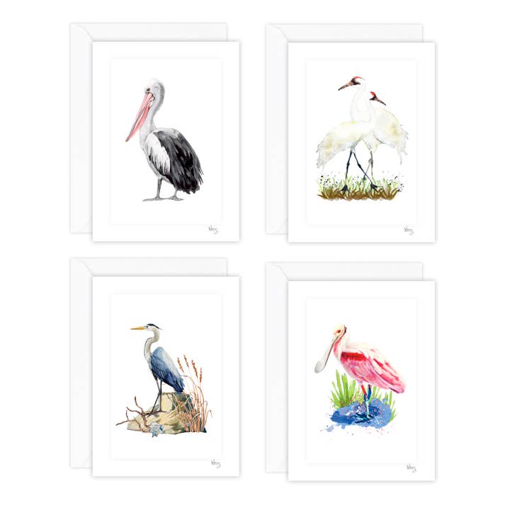 Set de tarjetas de felicitación Coastal Birds para venta al por mayor de M Design Studio Gifts
