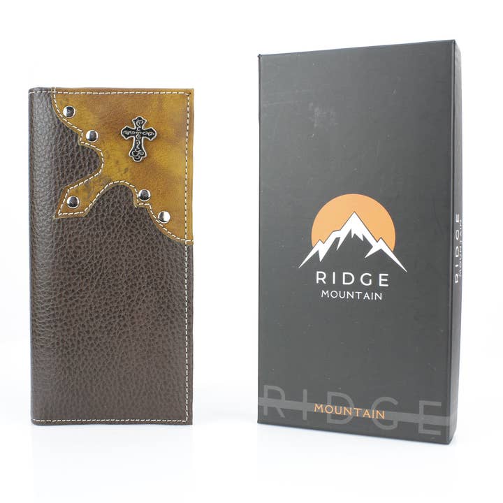 Rodeo Wallet with Tan Overlay and Cross Concho VL876 for wholesale by Leather Impressions Inc