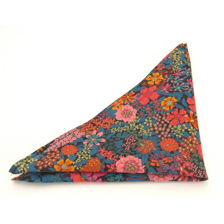 Ciara Orange Cotton Pocket Square Made with Liberty Fabric for wholesale by Cecil Jones