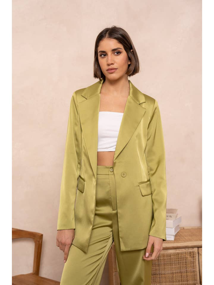 Attentif Paris - Vente Veste de tailleur – femme - Veste cintrée unie en satin16