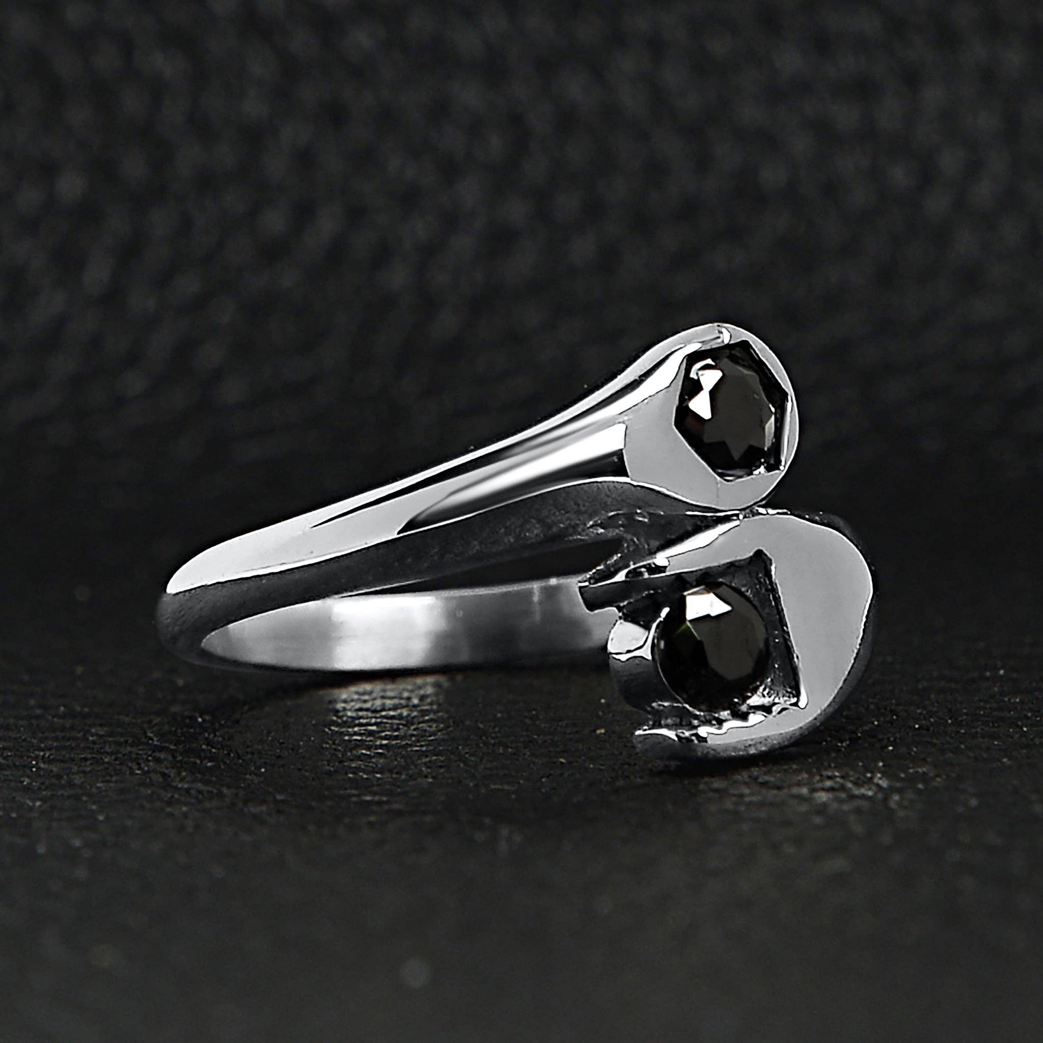 WJW - Wholesale Cocktail/Statement Ring - CZ Wrench Polished Stainless Steel Ring4