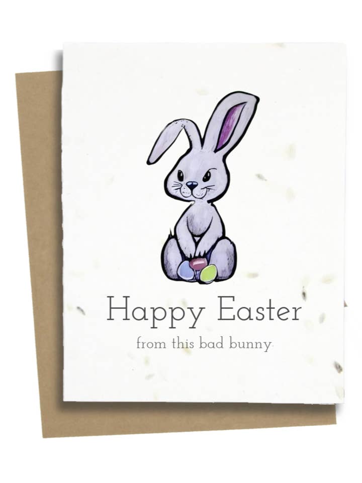Carte de Pâques Bad Bunny pour la vente par Greet n' Grow Plantable Cards