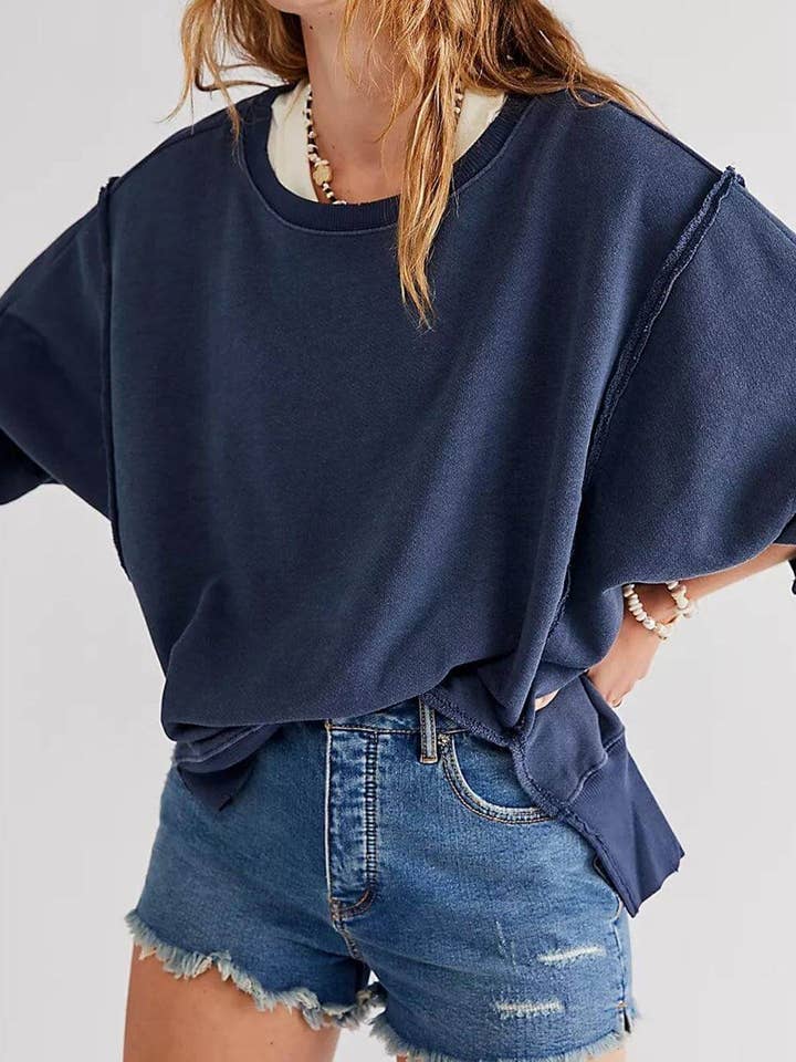 Dipped Shop - Wholesale Hoodie - Women's - Solid Color Round Neck Split Hoodies DPH1638