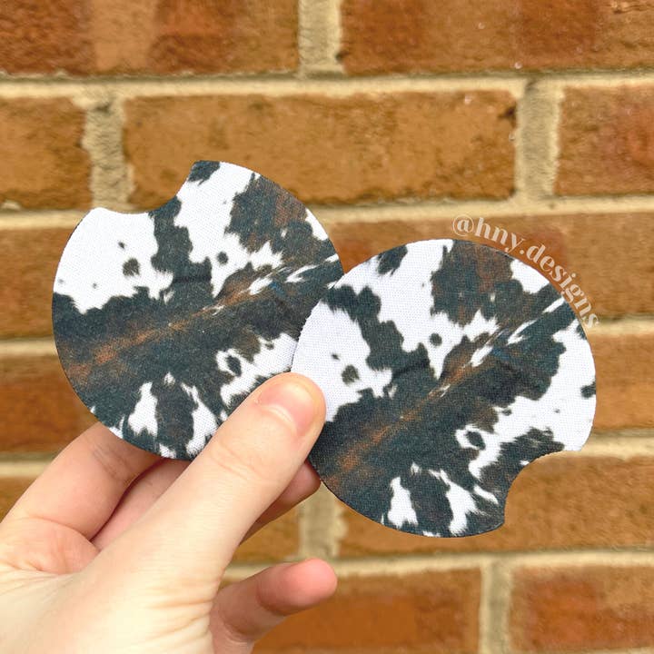 Cowhide Car Coaster Set for wholesale by Honey Designs