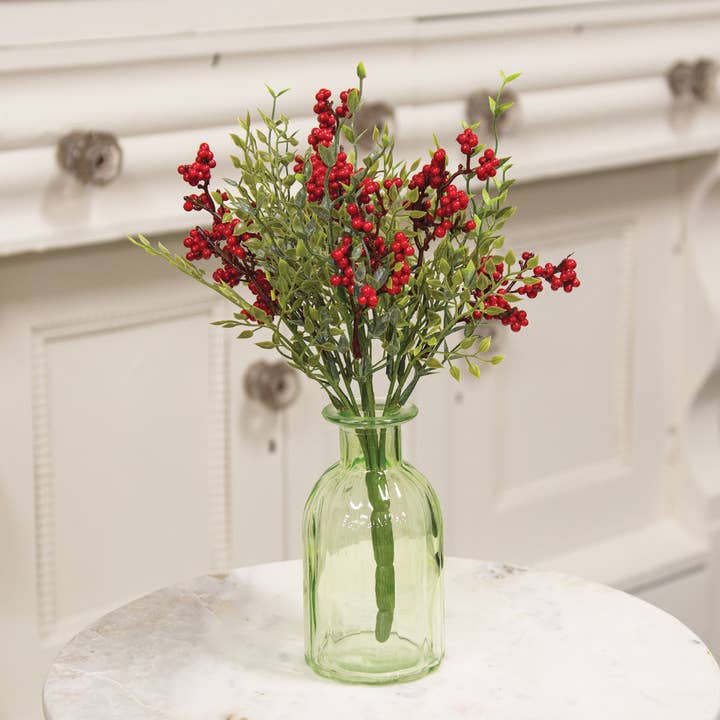 Saybrook Lane - Wholesale Artificial Plant - Teeny Leaves and Red Berries Bush - 11"1