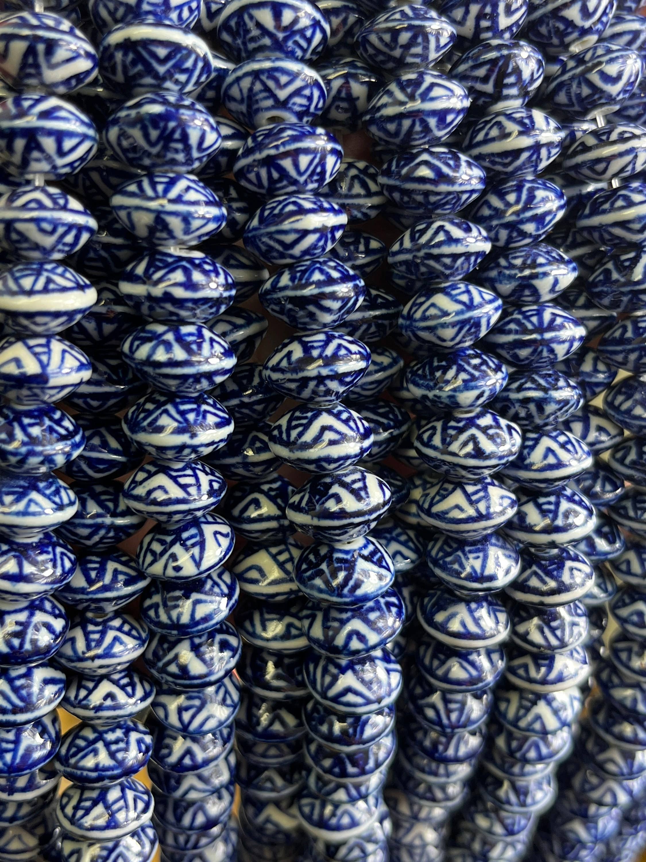 The Bead Bazaar - Wholesale Beads - 32 Porcelian Beads, Greek Boho Accent Beads, Chinoiserie Beads, Ceramic Focal Beads, Hand Painted Beads, Blue Bads, DIY Jewelry For Bracelets6