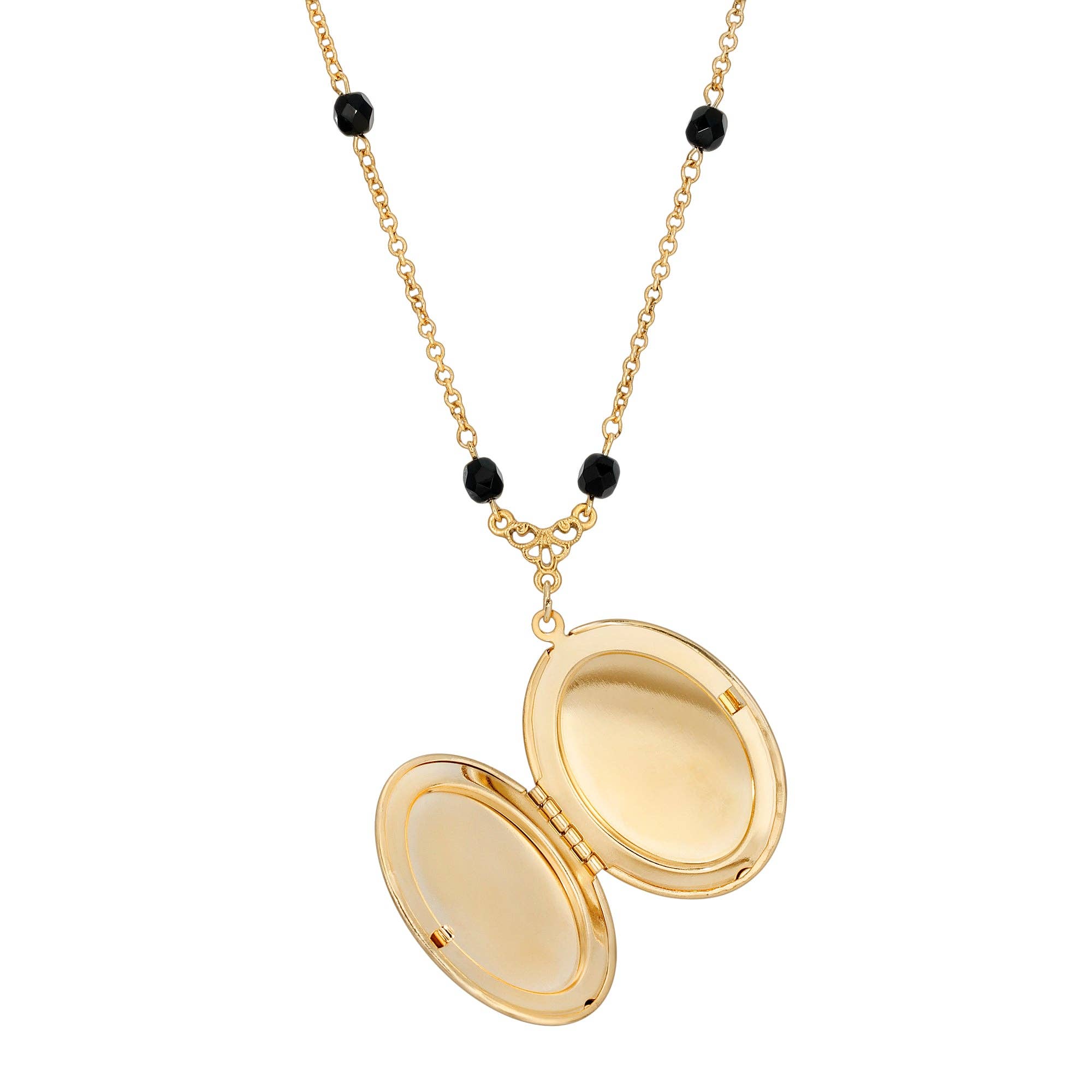 1928 Jewelry - Vendita all'ingrosso Collana con ciondolo/pendaglio - 1928 Jewelry Soirée, collana con ciondolo ovale in pietra nera corta, 76,2 cm1