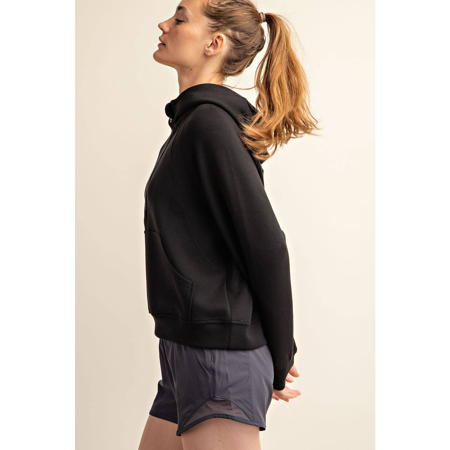 Rae Mode - Wholesale Hoodie - Women's - MODAL SCUBA QUARTER ZIP HODDIE JACKET63