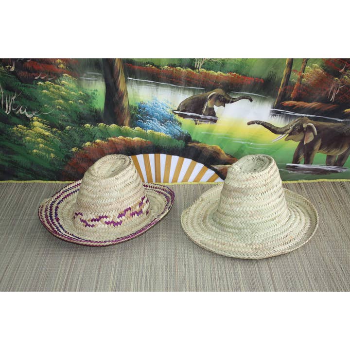 SUPERB woven straw hat - NATURAL or COLORFUL - Men & Women - Moroccan handmade - palm wicker rattan for wholesale by Boutique Huléti