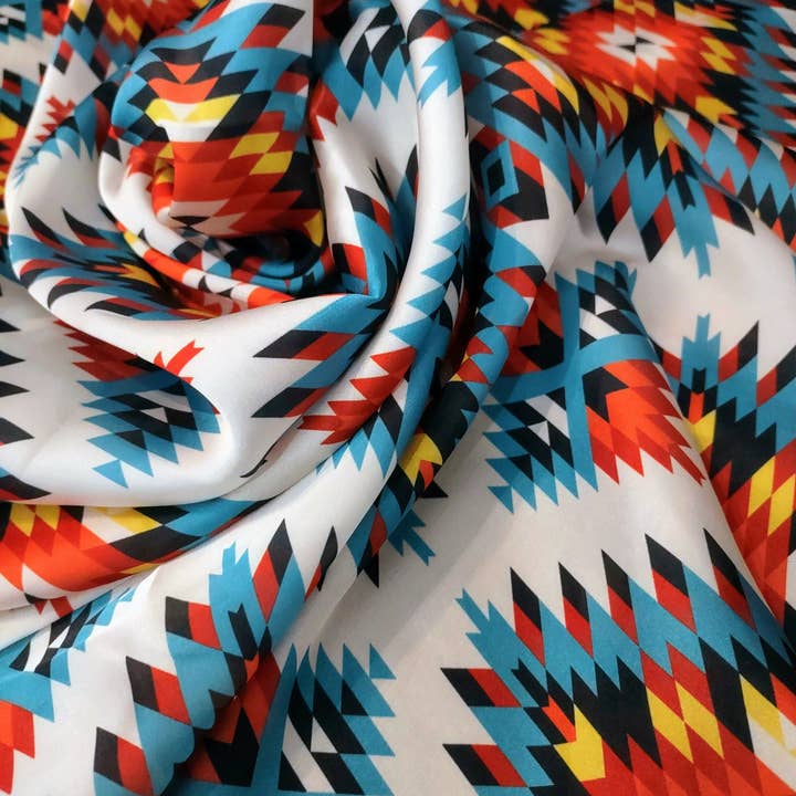 Double B Wild Rags - Wholesale Bandana – Women's - Wild Rag Bright Red, Turquoise, Yellow Aztec Cowboy Western Neck Scarf Bandanna by Double B Wild Rags2