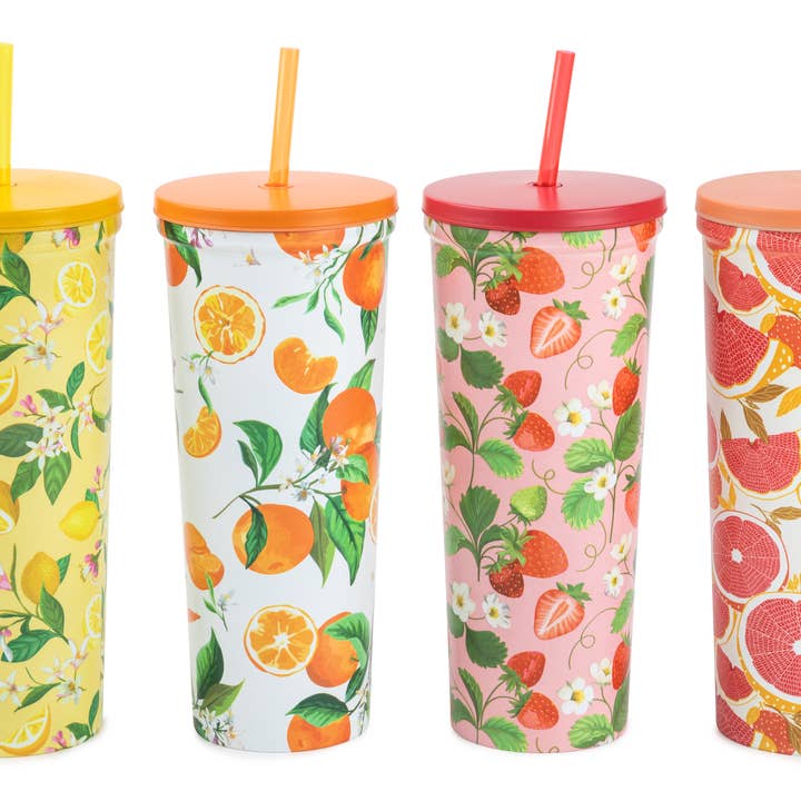 Core Home - Wholesale Insulated Mug/Tumbler - 24oz Fashion Tumbler - Vibrant Fruit Designs