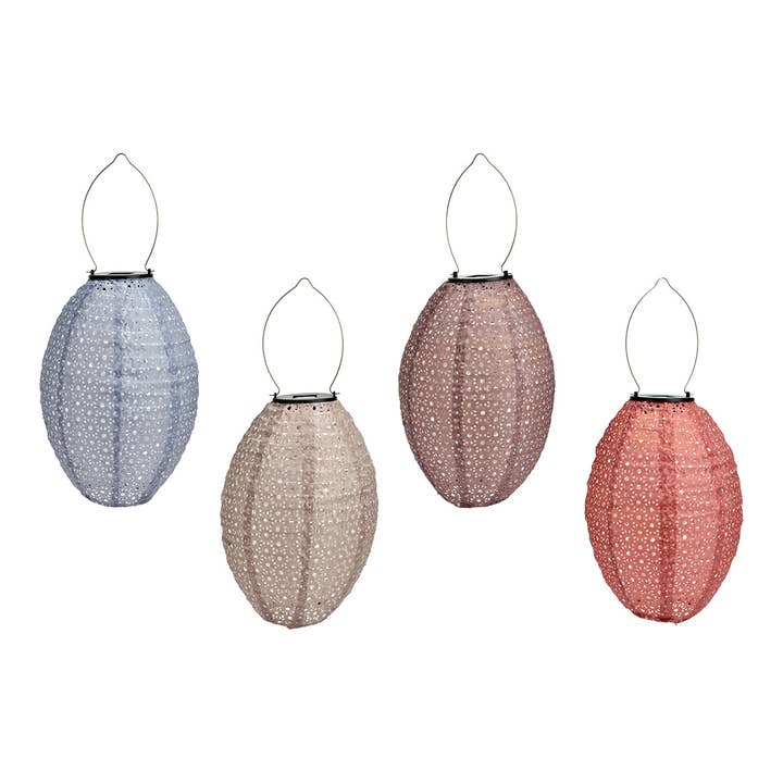 Wurm - Wholesale Outdoor Candle - LED solar lantern made of paper/cardboard, set of 4, orange/beige/blue/brown (W/H/D) 20x29x20cm