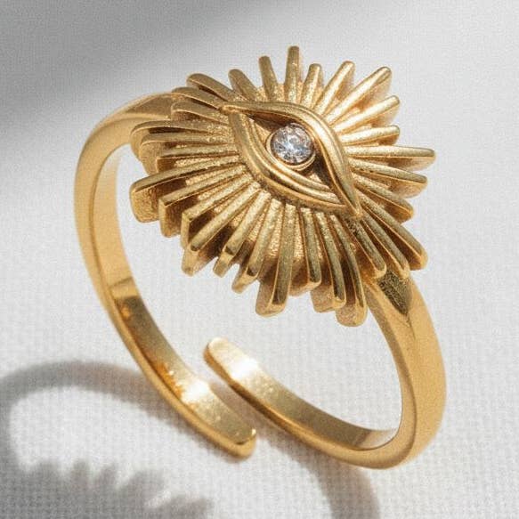 Anello regolabile con occhio aperto in oro per la vendita all'ingrosso da parte di paperln