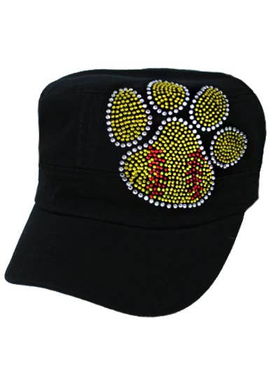 Boné de cadete de strass pata com padrão de softball por atacado de Cap Zone