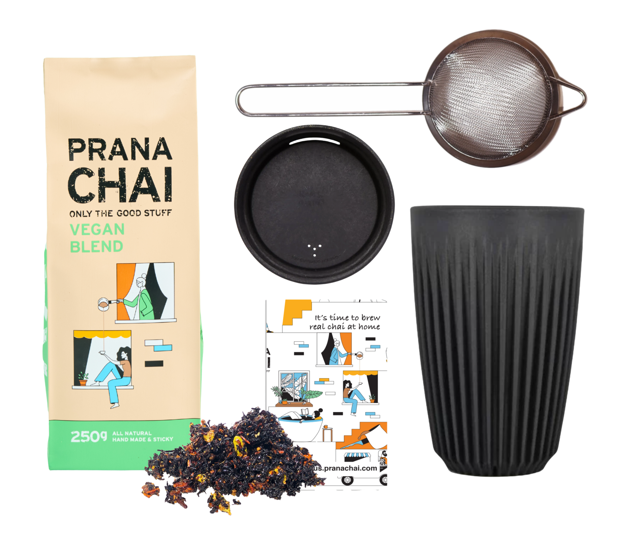 Prana Chai - Wholesale Gift Bag Set/Pack - Prana Chai + Huskee Cup + Strainer Gift Set19