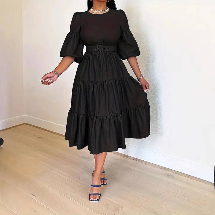 safistyle - Wholesale Dress - Women's - Plus Size Women's Fashion Round Neck Large Size Denim Dresse1