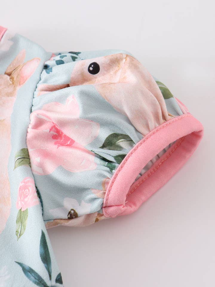 Rylee Faith Designs - Wholesale Bodysuit (Non-Footed) - Baby - Blue Rabbit Floral Baby Romper