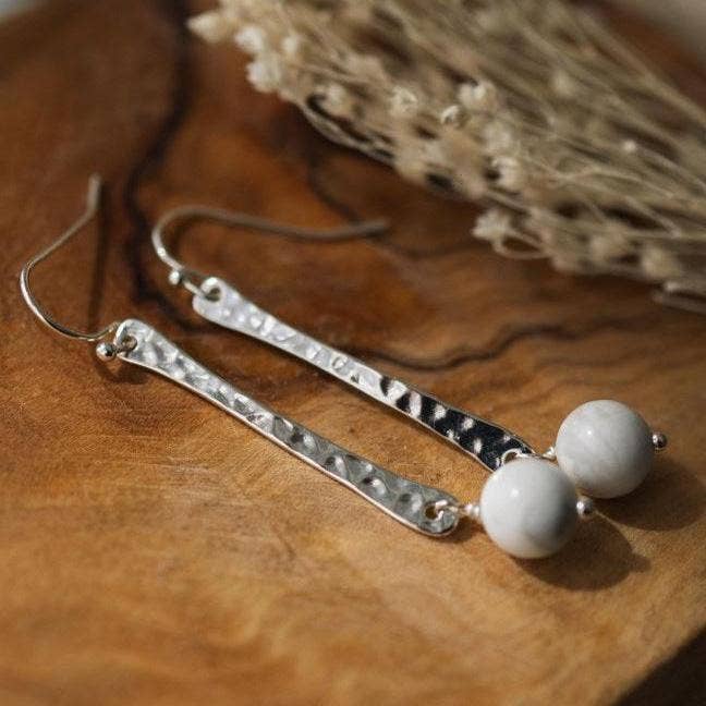 off beat earrings-howlite for wholesale by Wild Abandon Jewelry