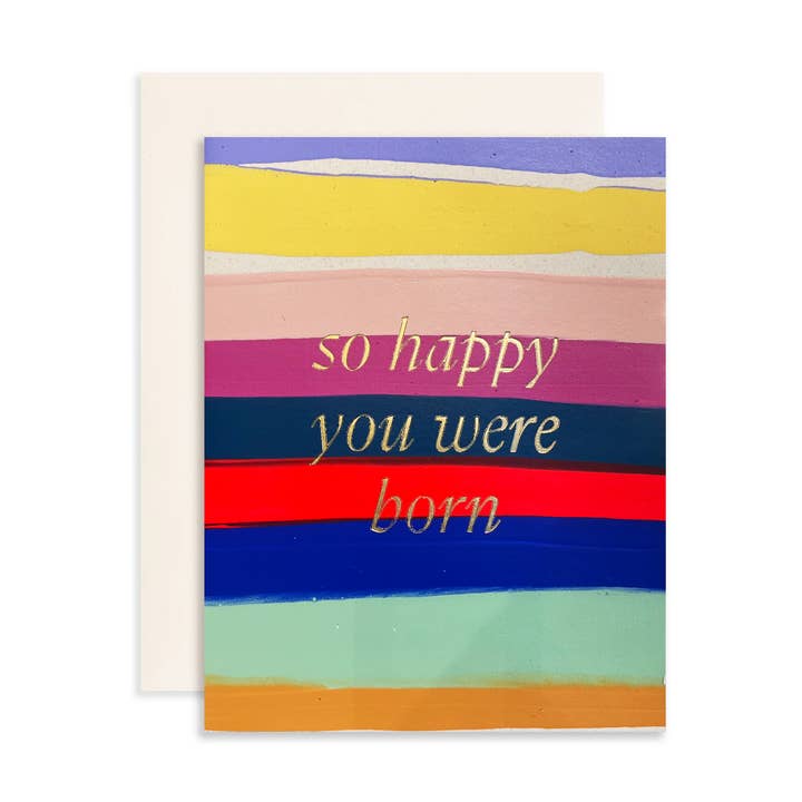 Carte rayée joyeuse peinte à la main pour la vente par Moglea