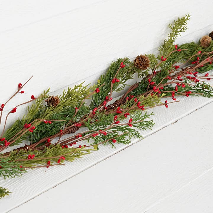 Impressive Enterprises, Inc. - Wholesale Bunting/Garland - ISB71701- 4ft Evergreen Pine with Red Pips Garland-
