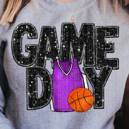 Gameday Basketball Purple Jersey DTF Transfer for wholesale by K and M Designs
