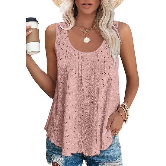 Lovesoft - Wholesale Tanktop - Dames - Dames zomerse losvallende mouwloze top met ronde hals15