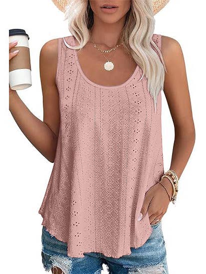 Lovesoft - Wholesale Tanktop - Dames - Dames zomerse losvallende mouwloze top met ronde hals15