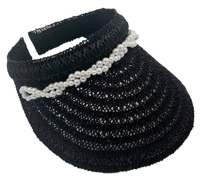 Do Everything In Love® – wholesale Visor – Women's – Straw Sun Visor With Pearl0