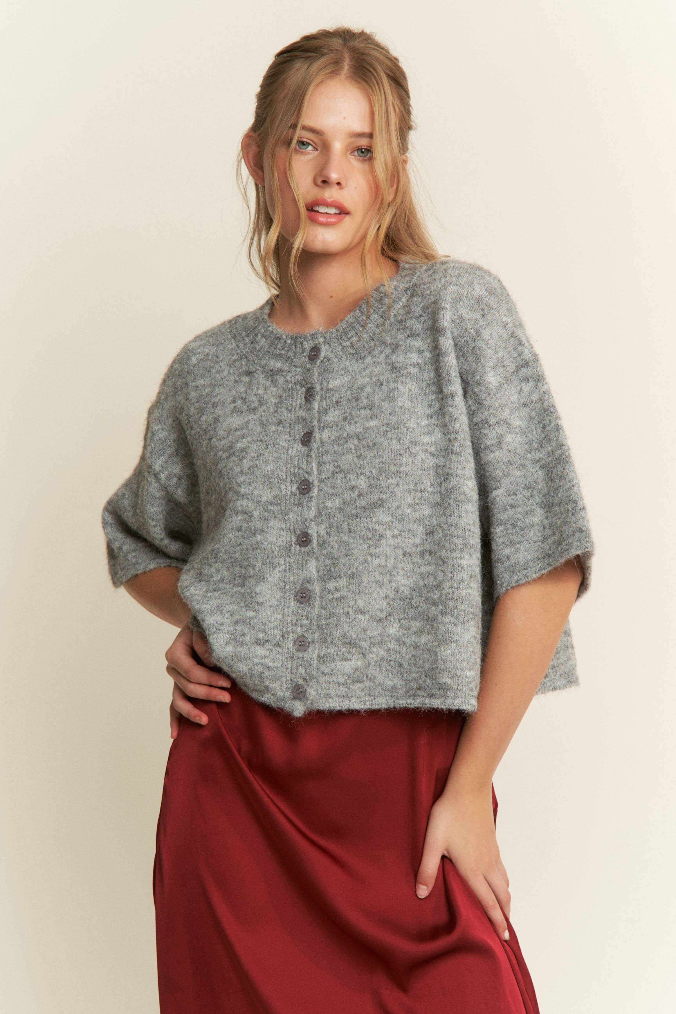 CANDESCENT - Wholesale Cardigan - Women's - Cropped Boxy Soft Knit Cardigan - LOU CARDIGAN12