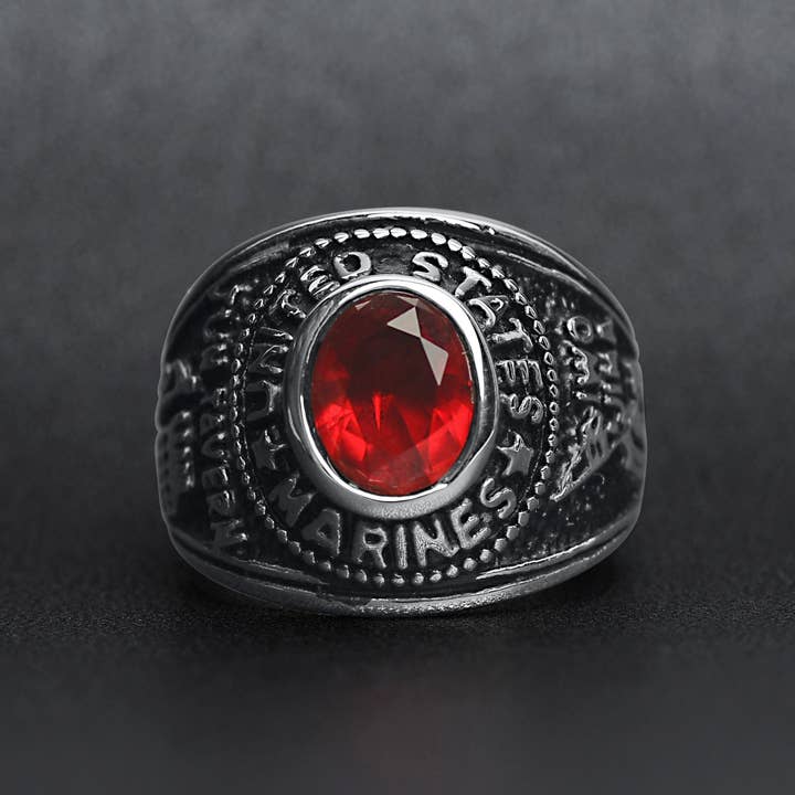 WJW - Wholesale Cocktail/Statement Ring - United States Marine Corp Stainless Steel Women's Ring