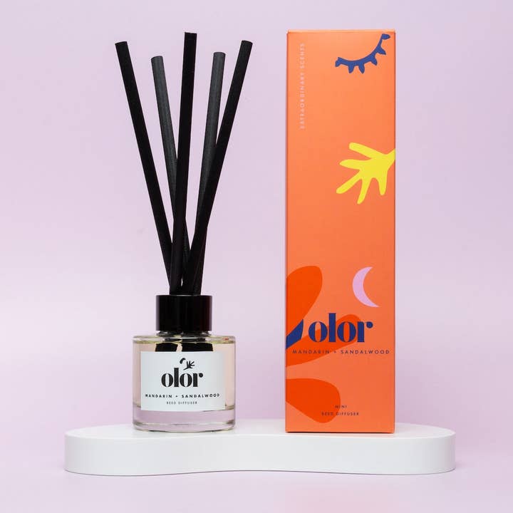 Mandarin + Sandalwood Mini Reed Diffuser for wholesale by OLOR