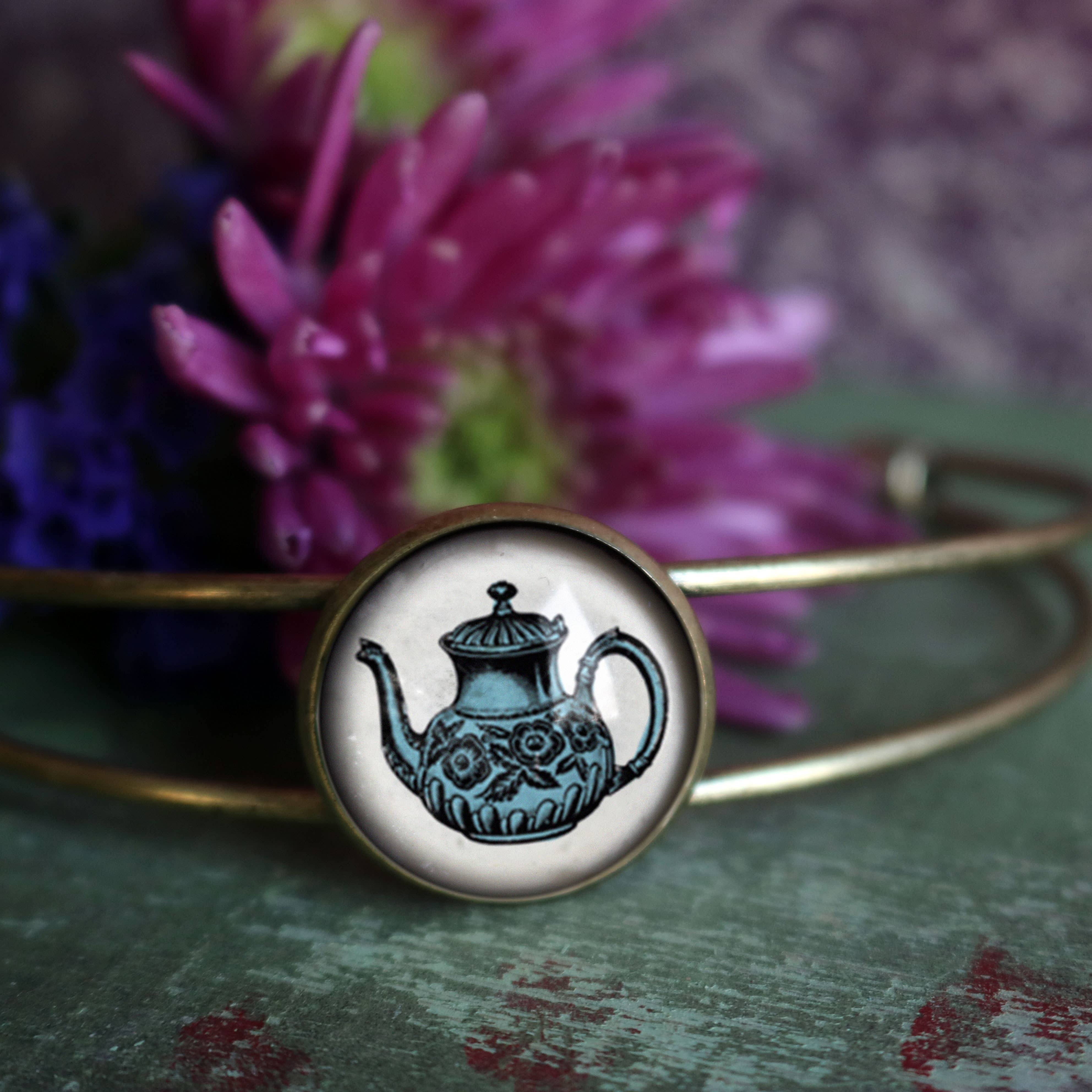 The Divine Iguana - Vendita all'ingrosso Bracciale a polsino - Bracciale a forma di teiera in stile edoardiano blu3