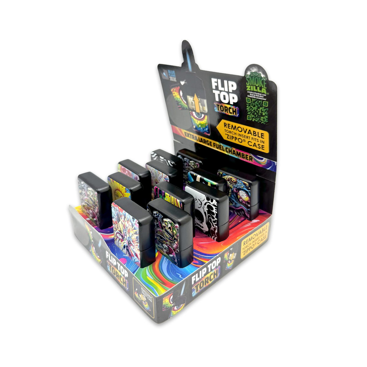 Novelty Brands - Wholesale Retailer Display - Home & Living - Metal Flip Top Pipe Side Lighter Assortment - 12/Display1