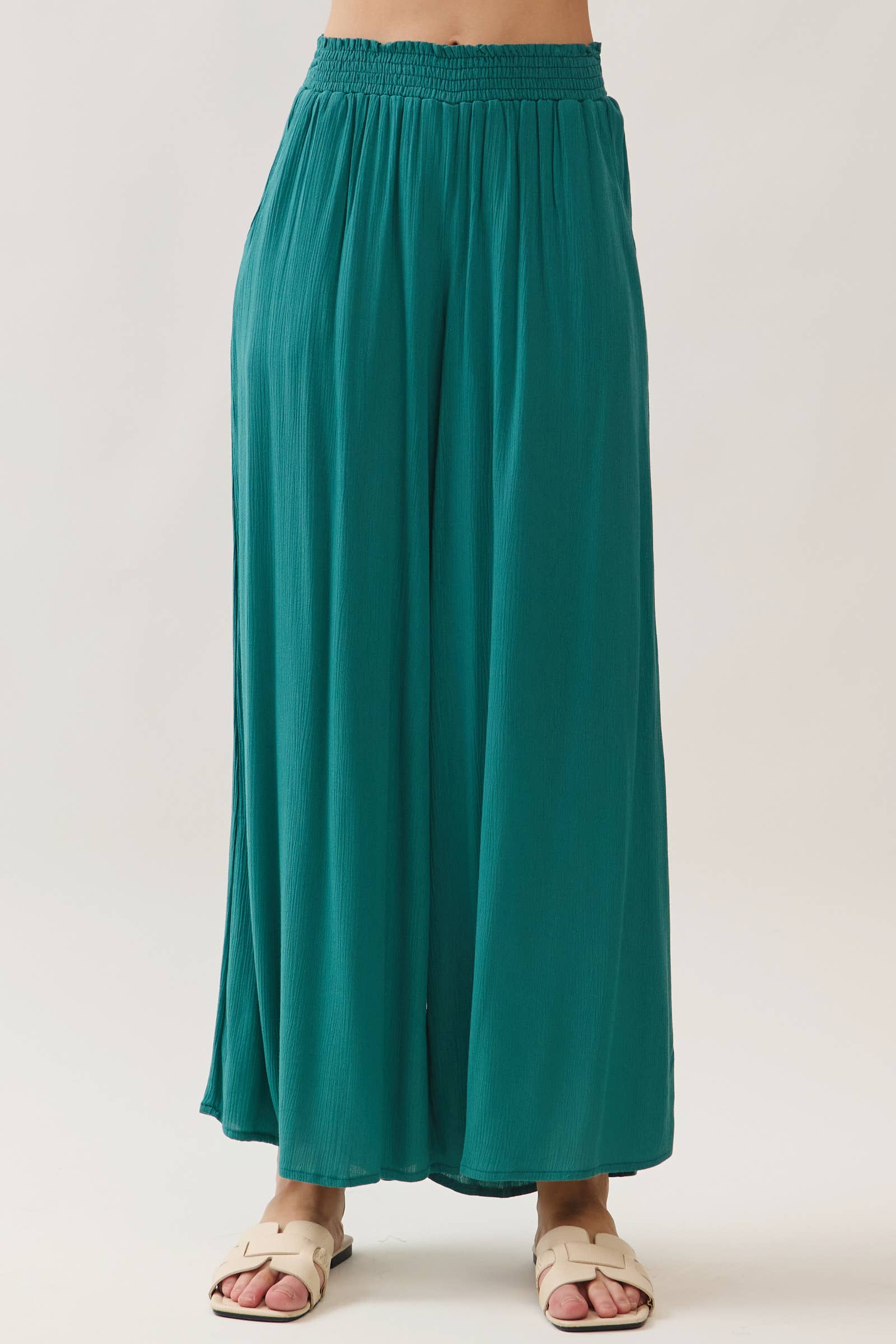 Final Touch - Wholesale Pants - Women's - Waist Smocked Wide Leg Pants - VLP70000341