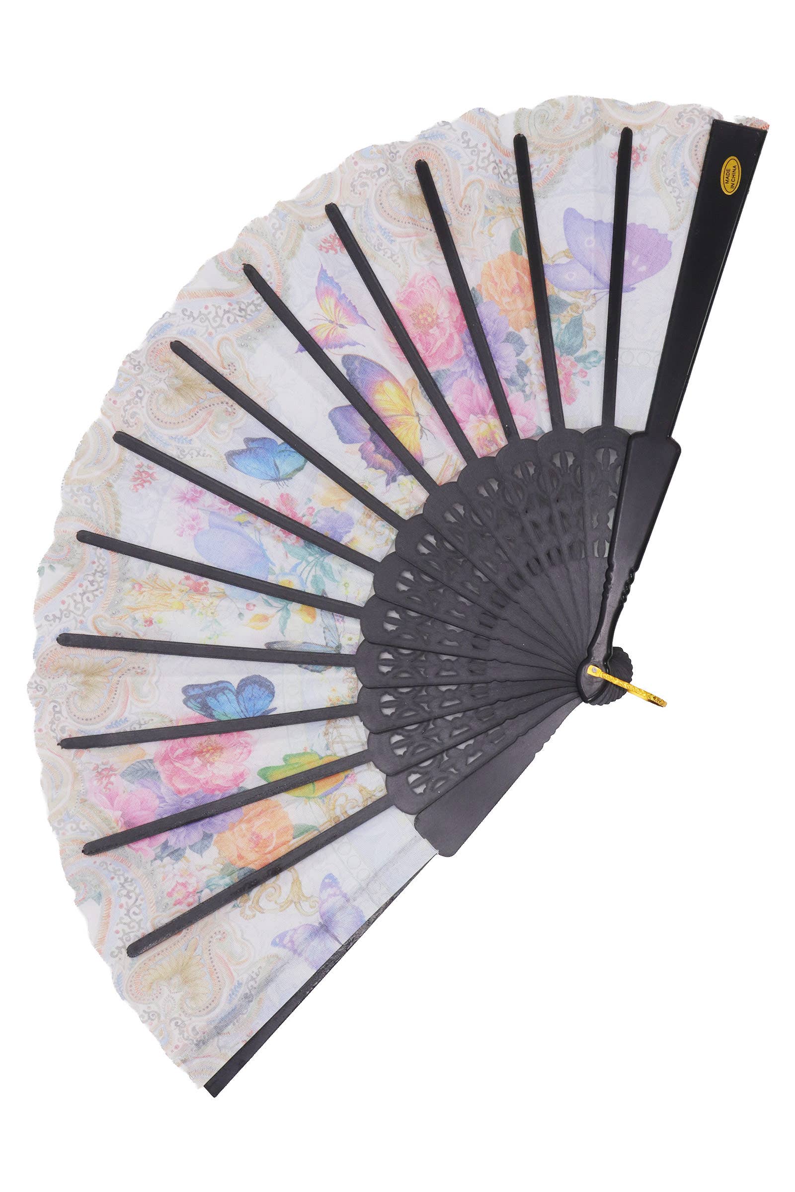 ASSORTED Butterfly Floral Paisley Filigree Handheld Folding Fan for wholesale on Faire4