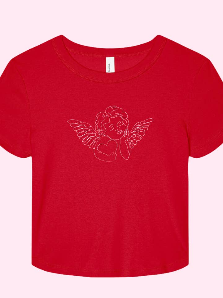 Electric Feels Company - Wholesale Screen printed t-shirt – Women′s - Cupid Cherub | Baby Tee | Crop Top