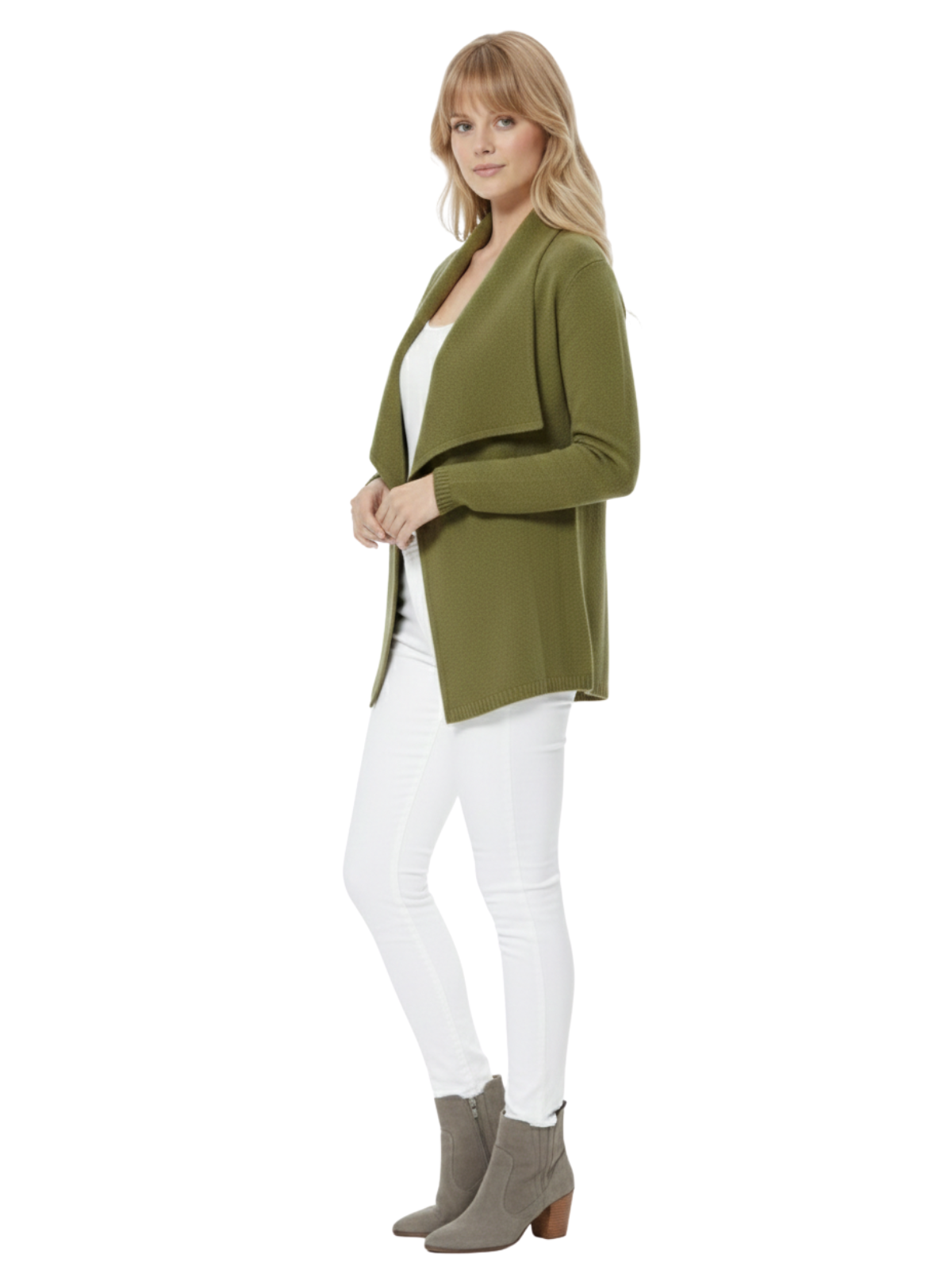 Mak - Wholesale Cardigan - Women's - Long Sleeve Open Front Draped Sweater Cardigan MK821839