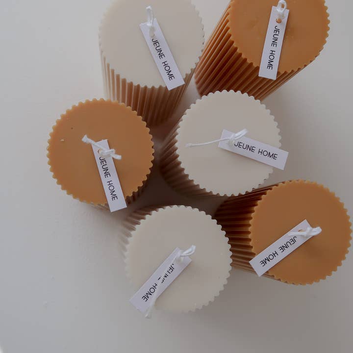 Jeune Home - Wholesale Pillar Candle - Medium Scented Soy Ribbed Pillar Candle (14x5.5cm) | wedding5