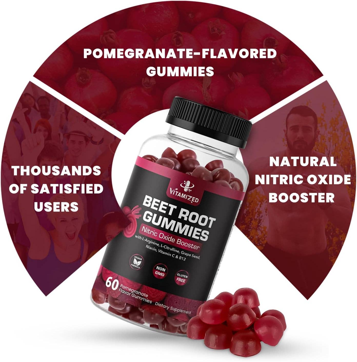 Vitamize inc – wholesale Oralt tillskott/Vitamin – Potenta rödbetor Gummies 1000mg - Kväveoxidtillskott5