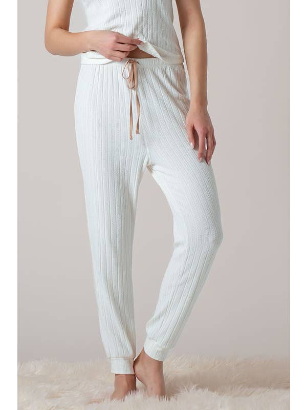 Urban Daizy - Wholesale Lounge Sweatpants/Joggers - Women's - Pointelle Knit Tapered Drawstring Joggers