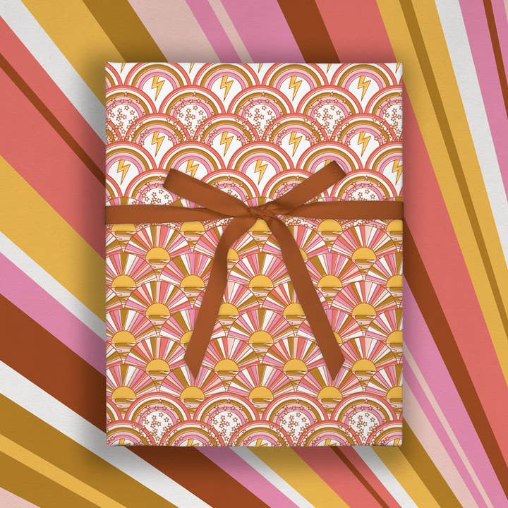Sunshine & Rainbows & Stripe | Flat Gift Wrap | Double-Sided for wholesale by O.O.M.F. Creative