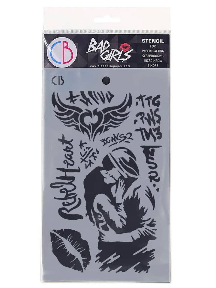 Texture Stencil 5"x8" Urban Kiss for wholesale by Ecstasy Crafts Distributing