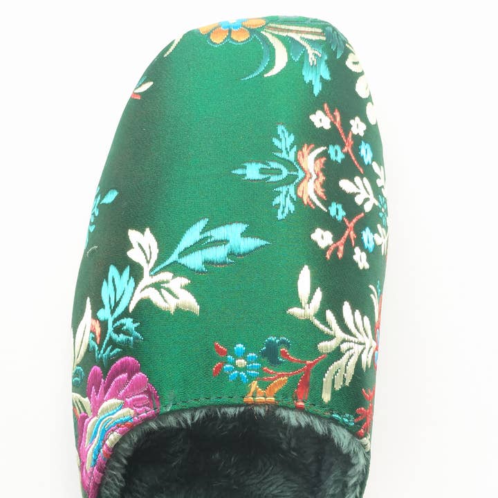 sage green Oriental Embroidered Women Slippers β Gift Idea For New Home for wholesale on Faire8