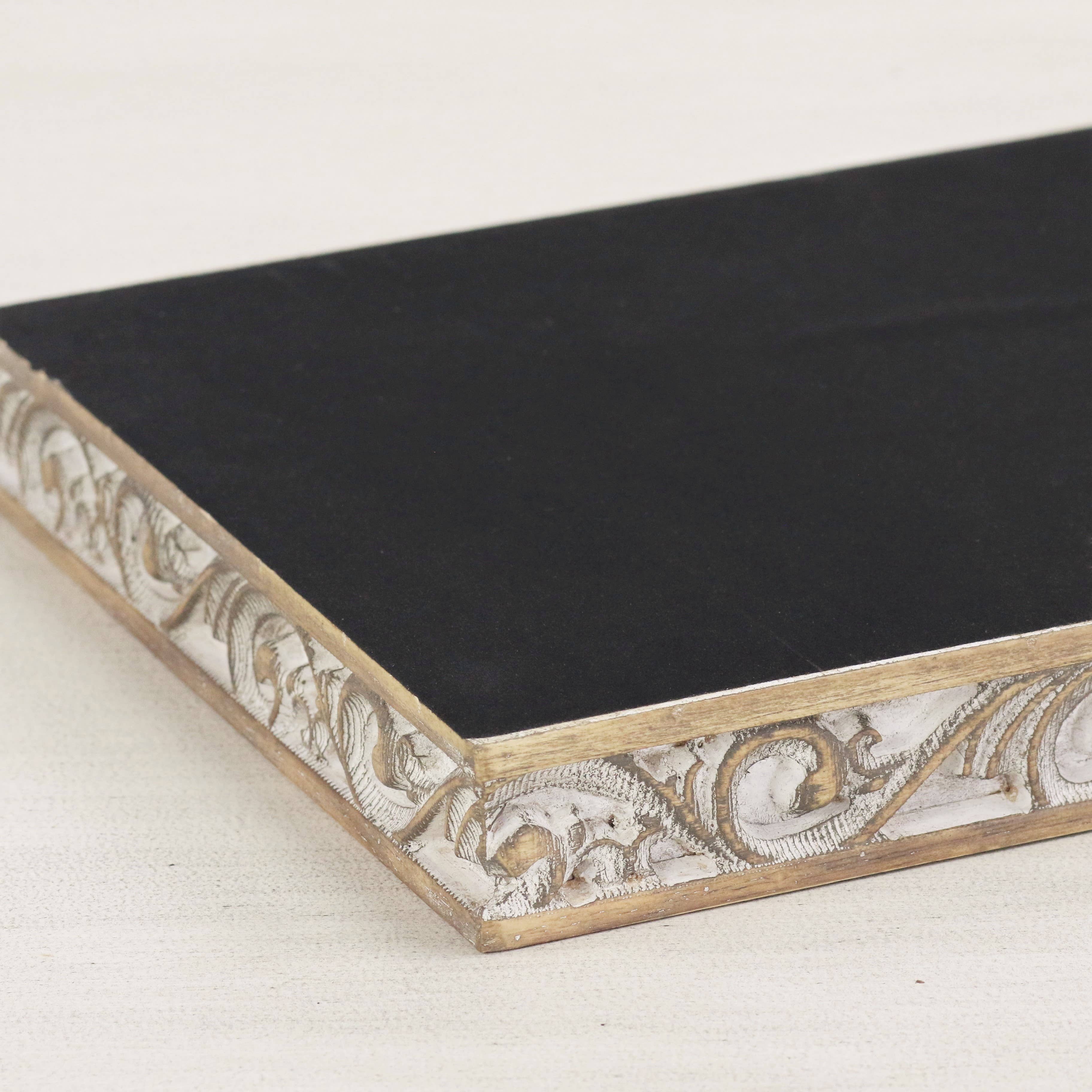 Cheungs Home Decor - Wholesale Decorative Tray - Dahlia Elegant Wood Tray with Side Carvings7