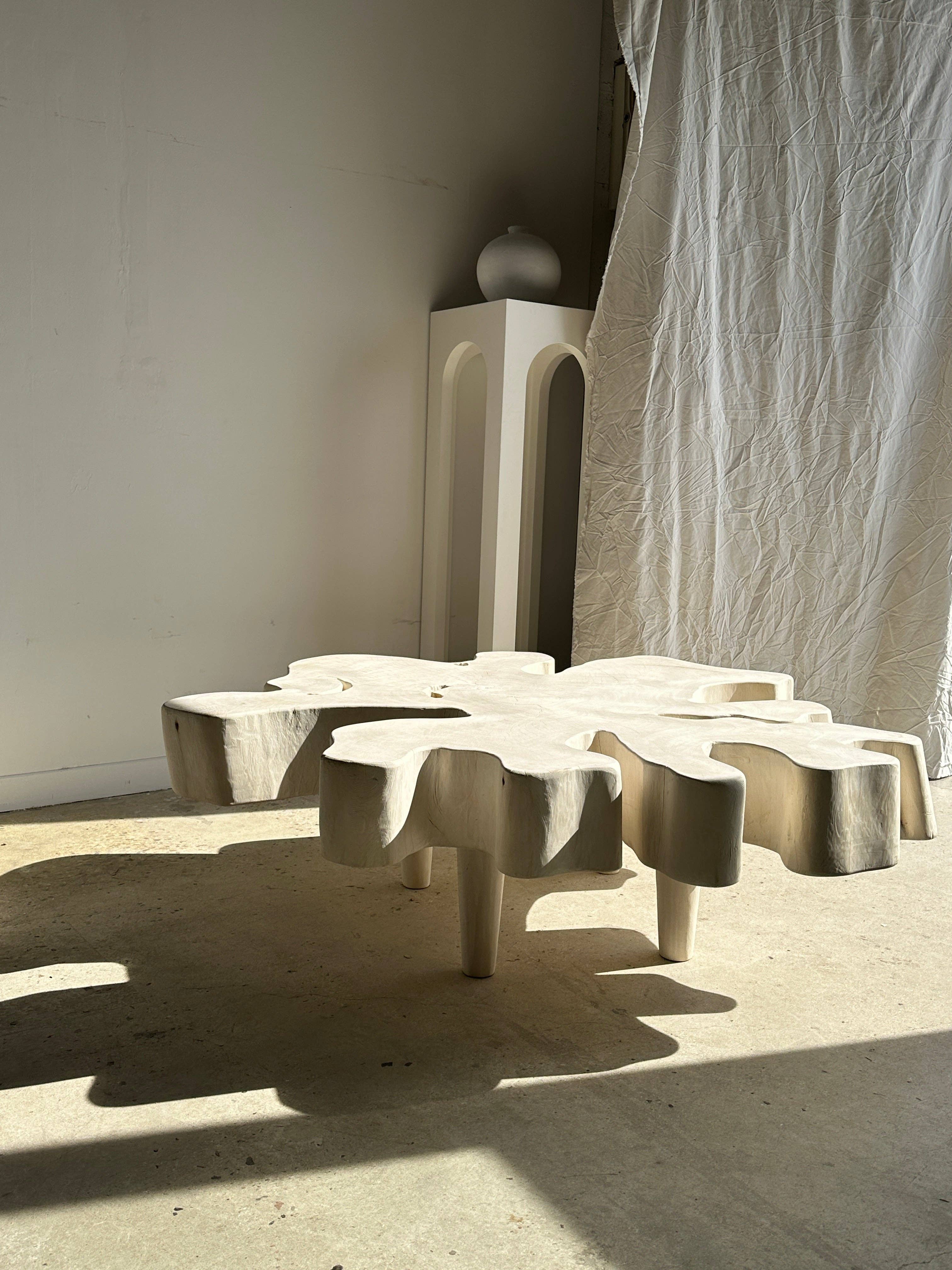 Office Objets - Wholesale Coffee Table - Very large coffee table in bleached mango wood with organic top D:140cm38