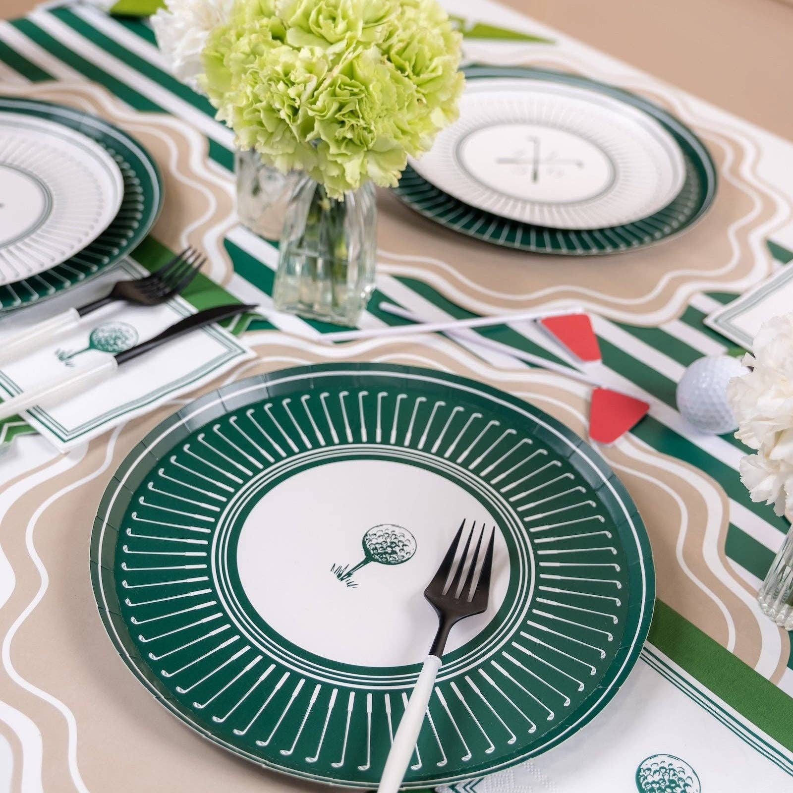 Gatherings by Curated Paperie - Wholesale Disposable Table Cover/Runner - Dark Green Striped Table Runners1